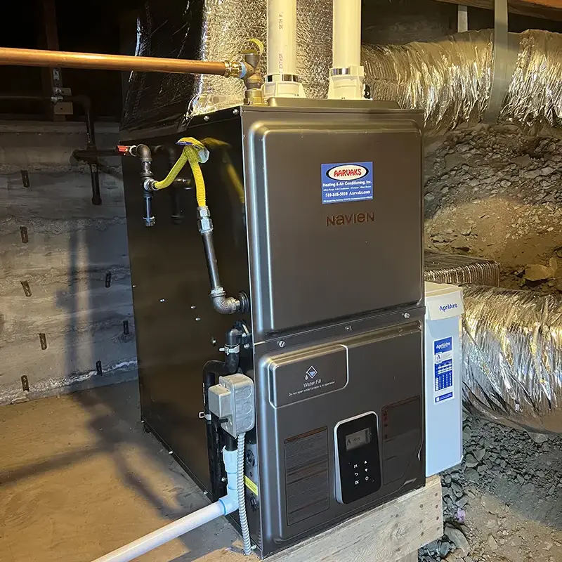 California clean-air-compliant Navien furnace installation, Berkeley, CA