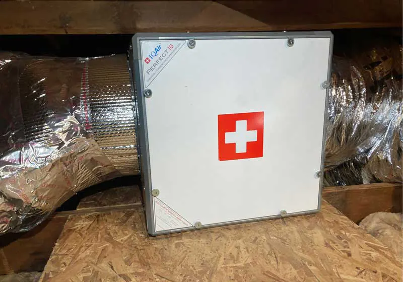 IQAir Perfect 16 medical-grade air filtration integrated into the ductwork