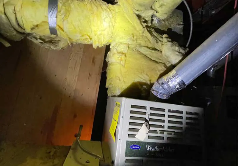 Damaged existing ductwork before replacement, Oakland, CA